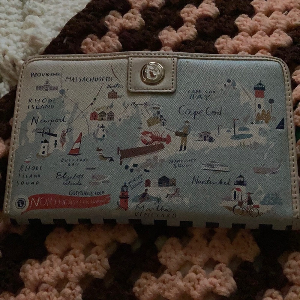 Spartina 449 Light Blue Illustrated Coastal Zip Wallet